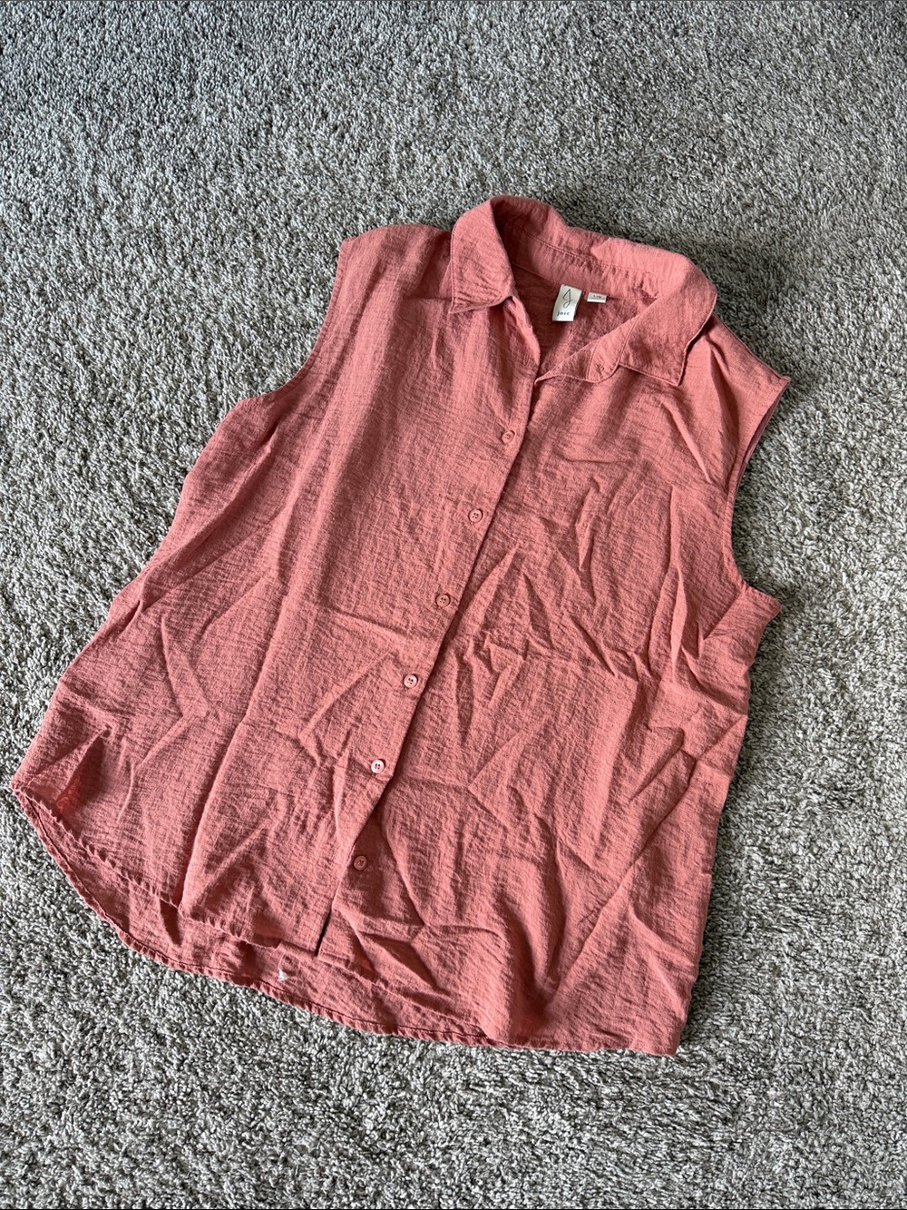 Joie Coral Sleeveless Button-Up Top
